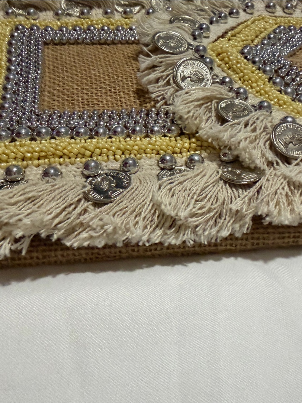 Boho Fringe Crossbody Bag in Natural and Yellow - NWT - Picture 5 of 9